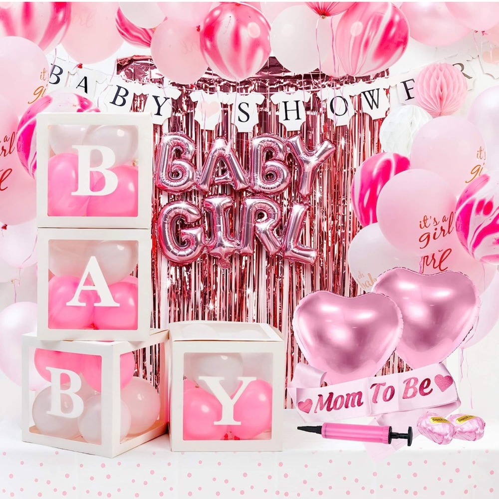 Pink Baby Shower Decorations for Girl - All-in-One inclusive JUMBO Decor Set